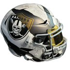 Las Vegas Raiders football helmet with skull logo on a white background