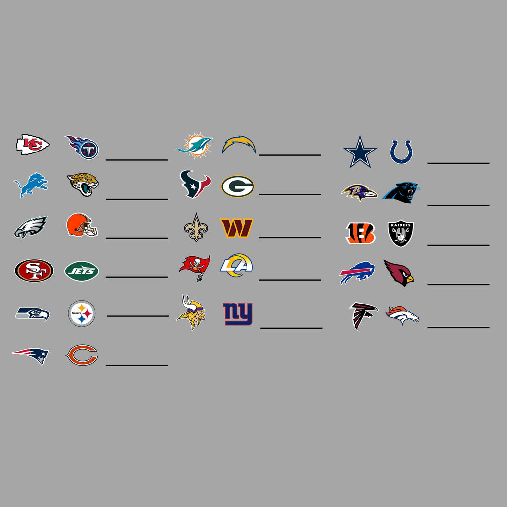 Collection of various sports team logos on a gray background
